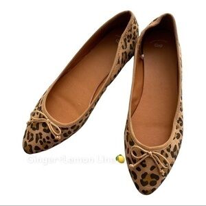 GAP Shoes Womens Cheetah Leopard Print Faux Suede Pointy Toe Flats Sz.9